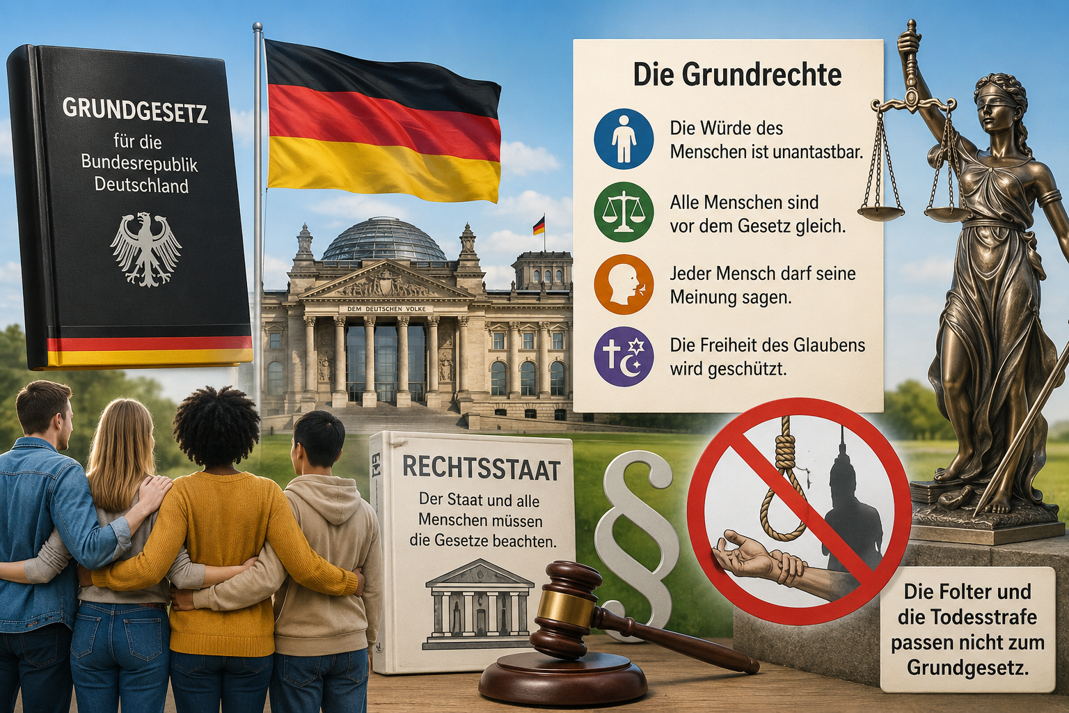 Статья на немецком языке с переводом и упражнениями. Основной закон. Das Grundgesetz.
