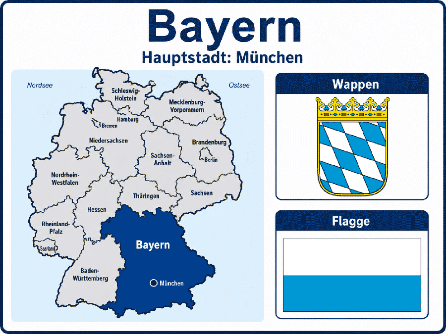 Статья на немецком языке с переводом и упражнениями. Бавария. Bayern.