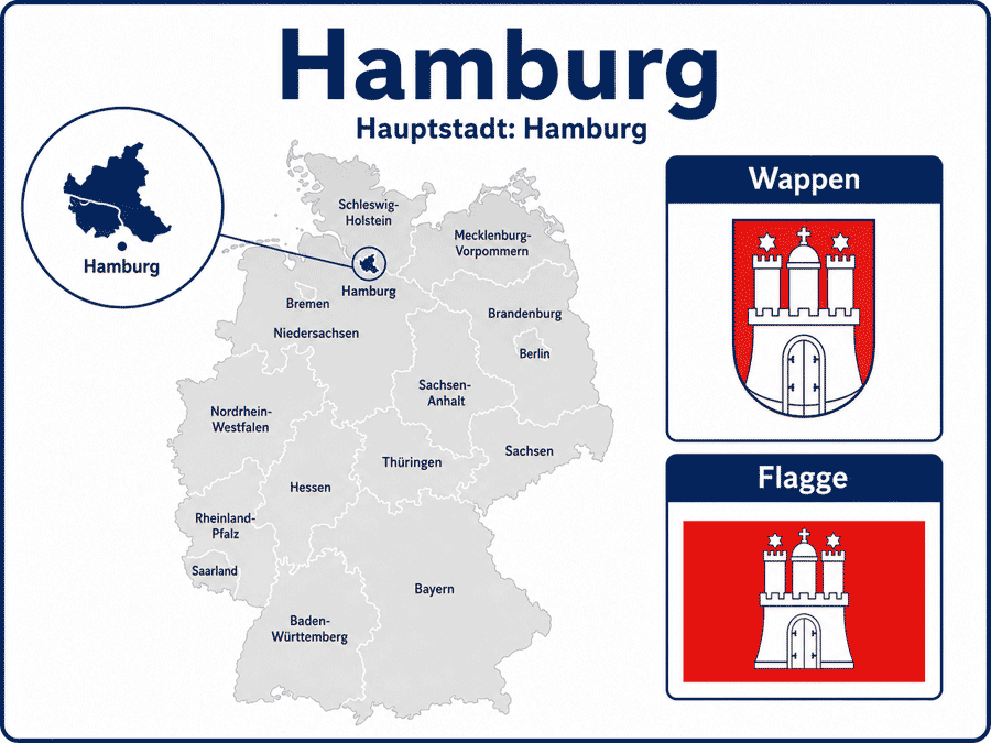 Статья на немецком языке с переводом и упражнениями. Гамбург. Hamburg.