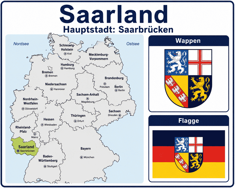 Статья на немецком языке с переводом и упражнениями. Саар. Saarland.