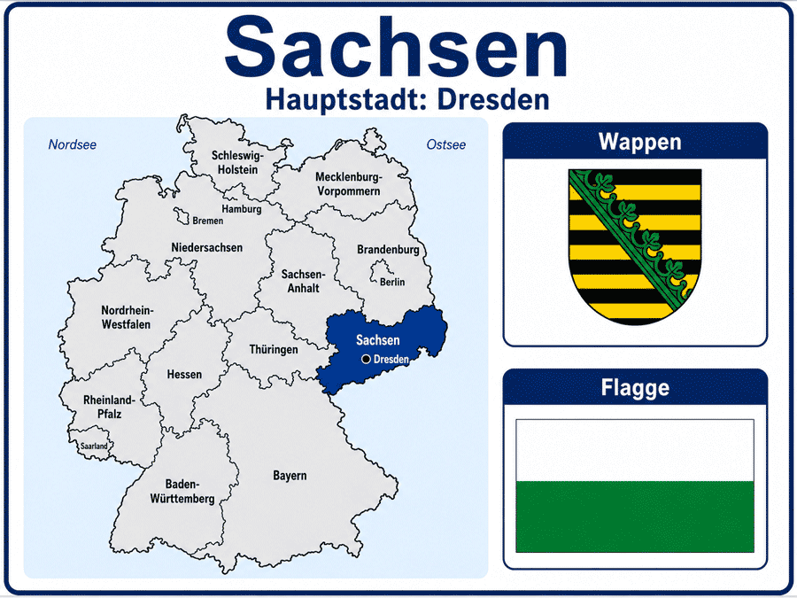 Статья на немецком языке с переводом и упражнениями. Саксония. Sachsen.